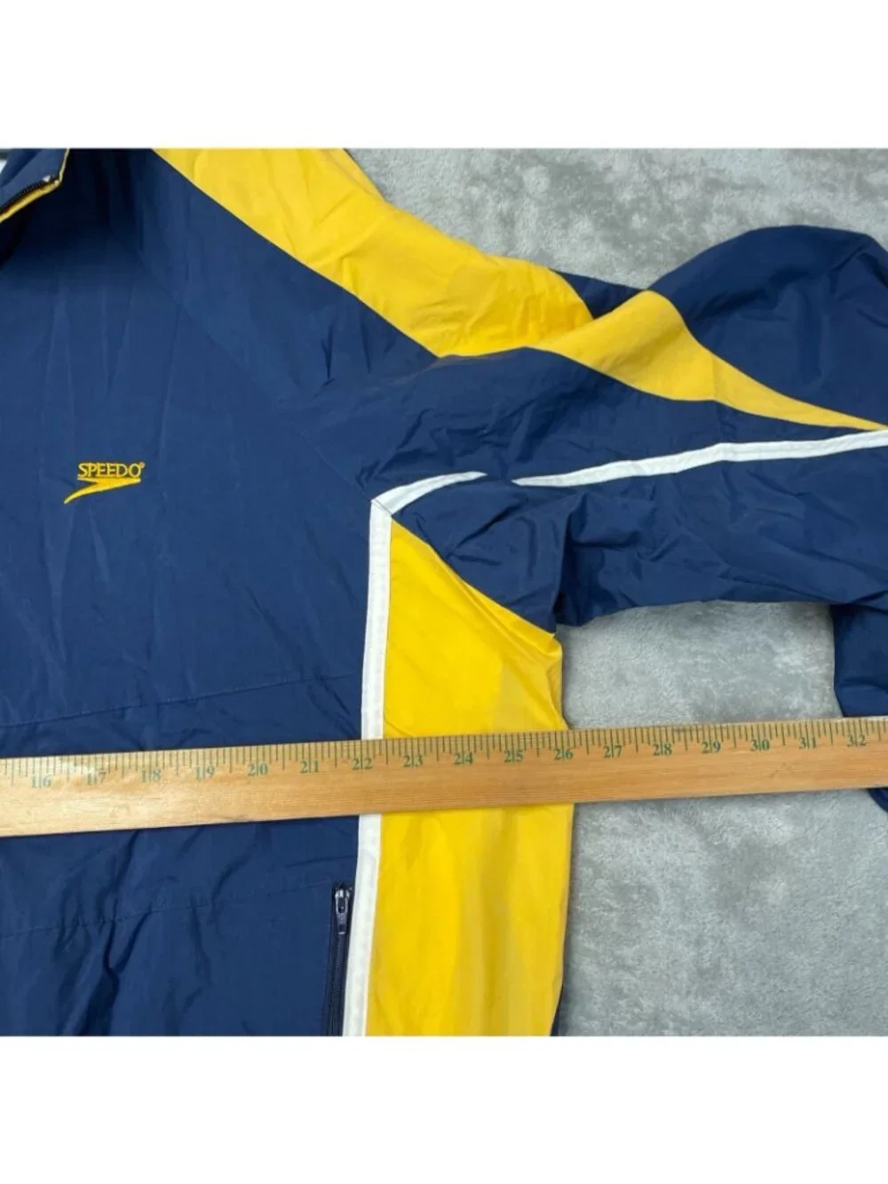 Speedo Men's XL Blue & Yellow Nylon Half-Zip Windbreaker Jacket i2054